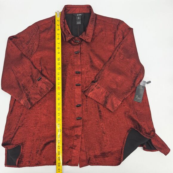 Ali Miles Shimmer Button Up Down Tunic Shirt Womens Size 2X Art To Wear Artsy - Picture 5 of 9